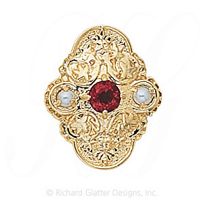 GS341 PT/PL - 14 Karat Gold Slide with Pink Tourmaline center and Pearl accents 